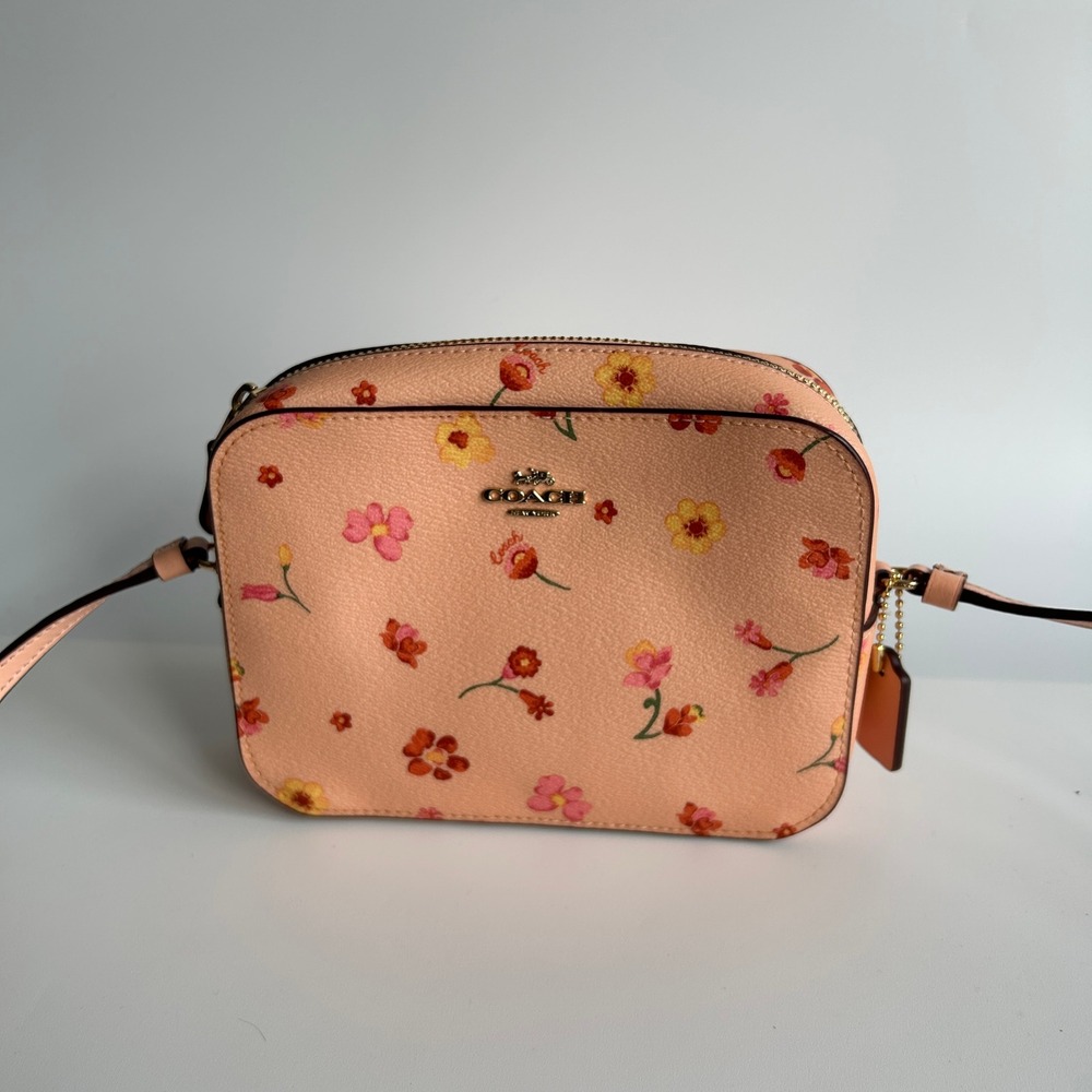 Coach Mini Camera Bag Faded Blush Floral Leather Crossbody C8699